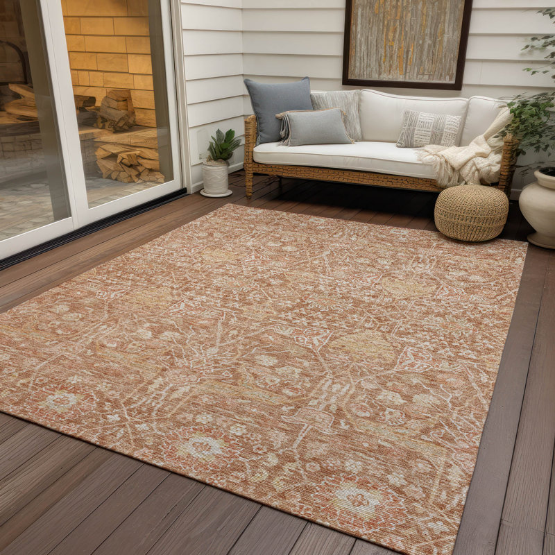 Tapis intérieur / extérieur orange Mila , 9 pi x 12 pi