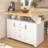 55.7'' Large Kitchen Island With 2 Drop Leaf,, Rolling Kitchen Cart On 5 Wheels With Power Outlet, Folding Storage Dining Table With Spice & Towel Rack , 3 Drawers, For Kitchen, Dining Room,White-724114567