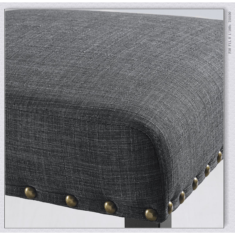 Tabourets à hauteur de comptoir en tissu Biony avec garniture cloutée, ensemble de 2, Gris