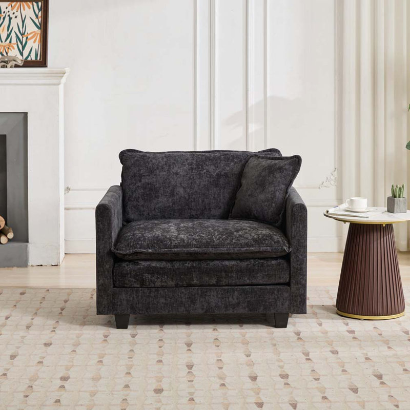 Fauteuil rembourré en tissu, Chenille noir
