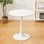 Modern Round Tulip Dining Table, 24 Inch Mid Century Coffee Table with MDF Top & Steel Base, Oval Kitchen Table for Living Room