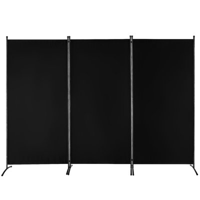 3 Panel Black Folding Room Partition, Ideal For Living Room, Bedroom And Office, Iron Frame With Fabric, Simple To Install Save Space In Open Spaces D