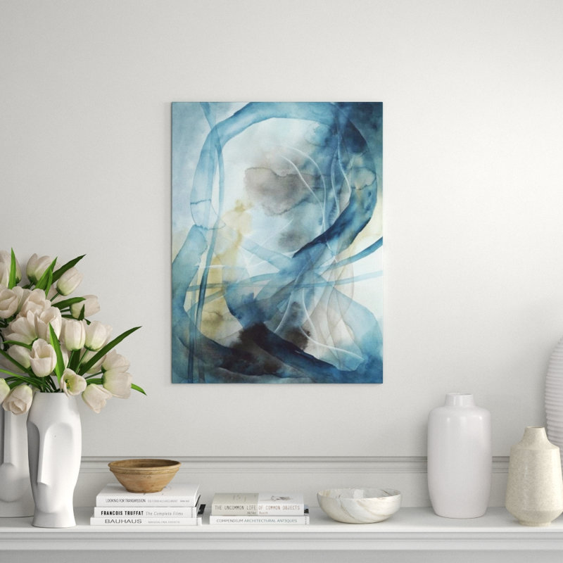 Blue Ribbons I Painting by Janice Sadler, Outdoor, 48" H x 36" W