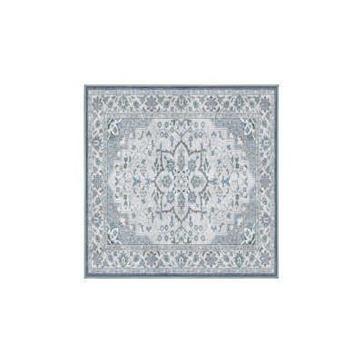 Tapis bleu en chenille / polyester tissé à la main Fiton