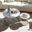 70Cm Nesting Coffee Tables (Set Of 2), Glam Round Tables With Top & Gold Cage Frame-1657607798