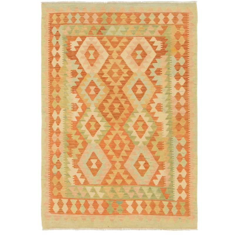 Tapis de zone en laine ivoire 3 pi 2 po x 4 pi 10 po one-of-kind main-noué la new age Elland