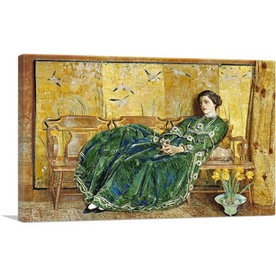 «The Green Gown 1920» par Childe Hassam - peinture sur toile tendue