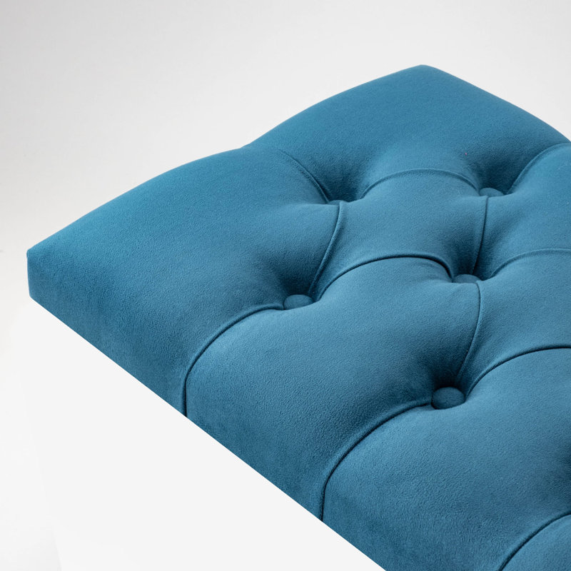 Jerez Velvet Upholstered Bench, H40 x W100 x D30cm, Turquoise/Silver