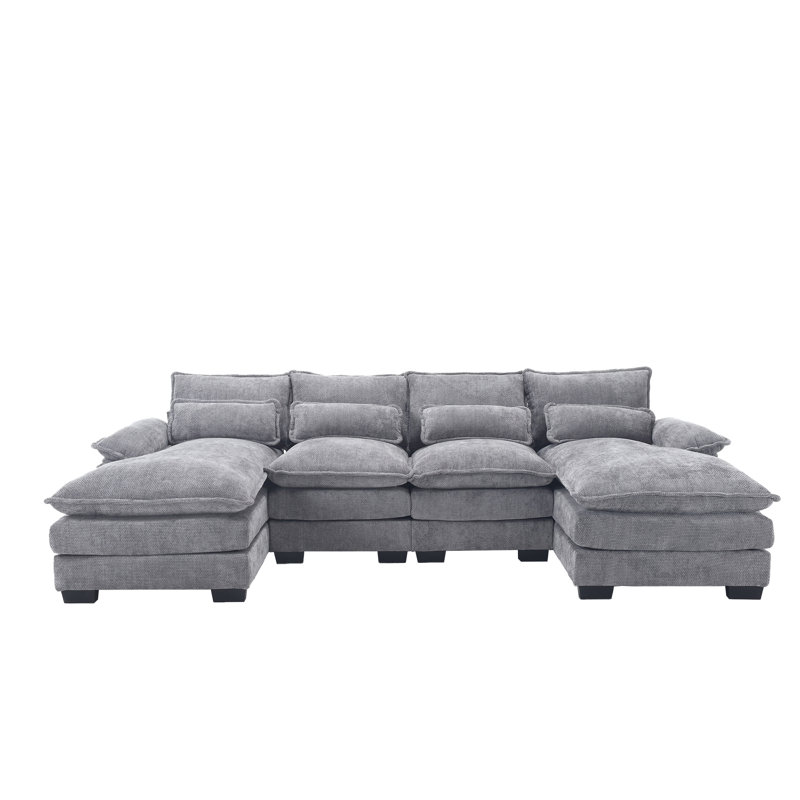 Odas 110.63'' Modular Sofa, Gray Chenille
