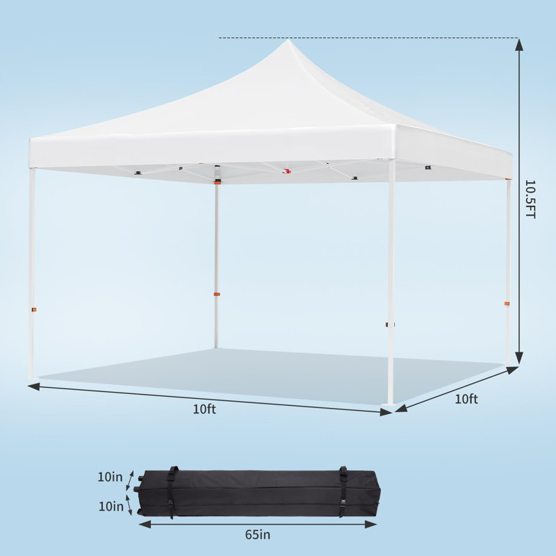 Auvent de patio imperméable 10 pi x 10 pi, tente commerciale instantanée avec sac à roulettes et revêtement en polyuréthane