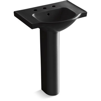 Veer™ Ceramic Pedestal Bathroom Sink with Overflow