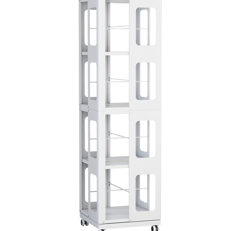 , 4 étagères rotatives, 360 roulettes, blanc nouveau style, coins en arc, solution d'espace, espace d'installation simple,