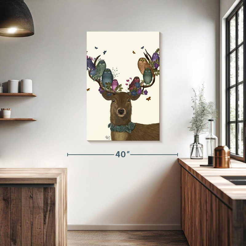 Brampt Deer Birdkeeper Owls, 39" H x 26" W