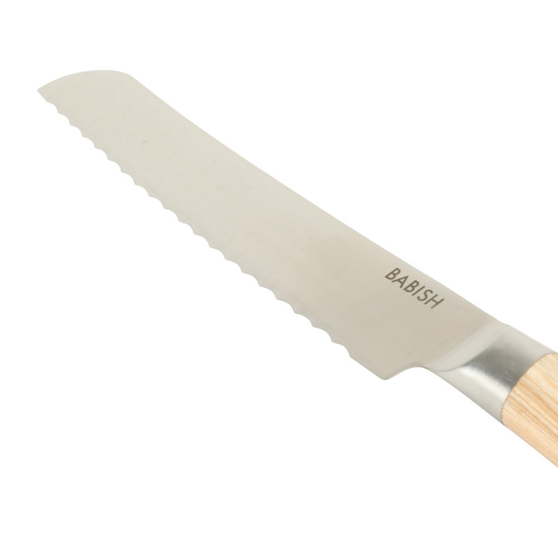 Babish 8'' Hollow Edge Bread Knife, Light Brown