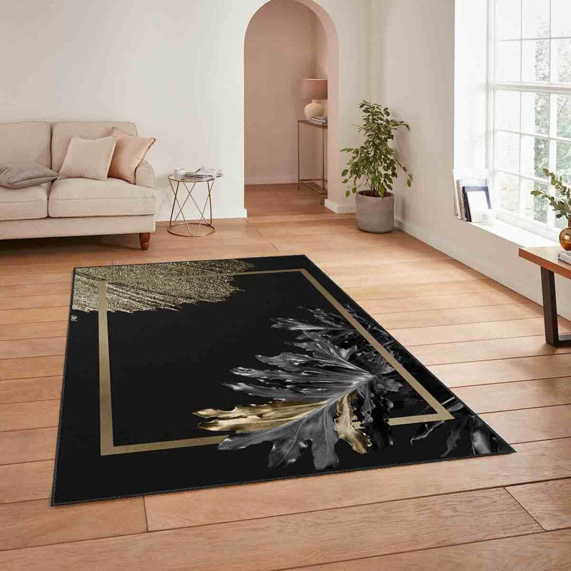 Soft Woven Area Rug, 100% Polyester, 31.5 x 55.1 inches | 740 g/m², Non-Slip Felt Dot Underside, Machine Washable | Low Pile Height: 0.16 inches, Perfect for Living Room, Bedroom, and Dining Areas