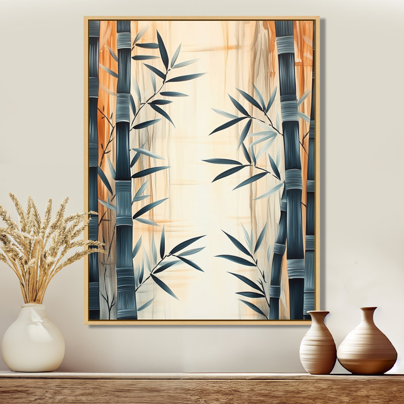 «Bamboo in Quiet Air III» - Reproduction sur toile encadrée de style japonais moderne, H 32 po x l 24 po