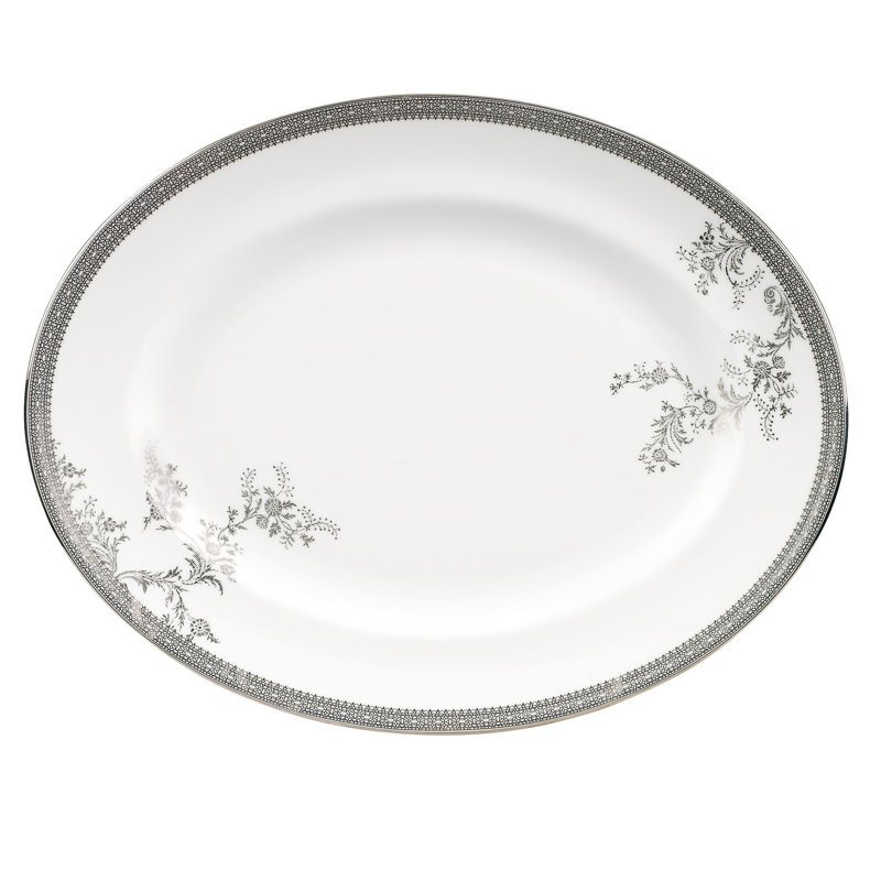 Plateau ovale en dentelle Vera Wang Vera, Platine