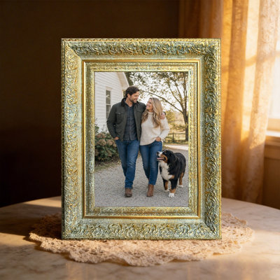 Antique Gold 3 PCS 8" x 10" Versatile Picture Frame with Tabletop Stand and Wall Hooks