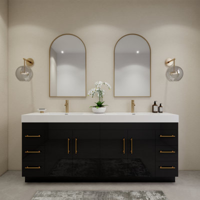 Ensemble de meuble-lavabo double 84 po avec tiroirs et portes 84 po