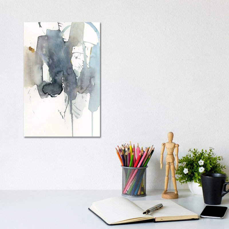 Indigo Splatter II by Victoria Barnes - Wrapped Canvas Painting, 20.32 cm H x 30.48 cm W