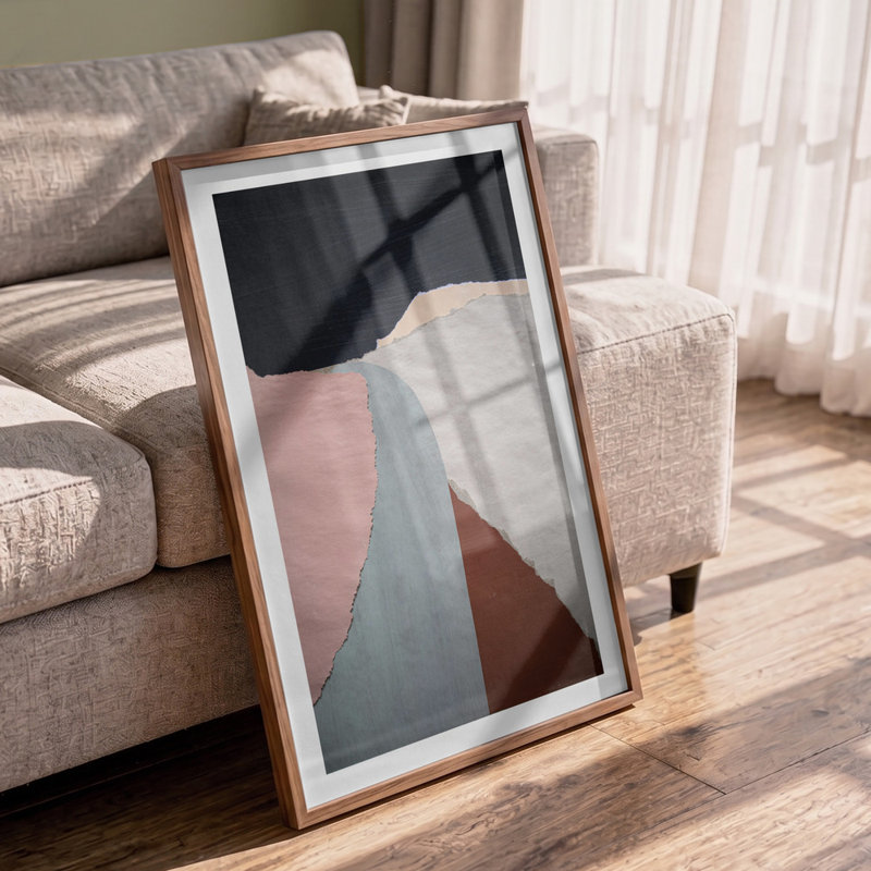 Minimalist Desert River by Cyrille Gulassa — Abstract Wall Art, 24 × 36, Matted Framed Print, Gold