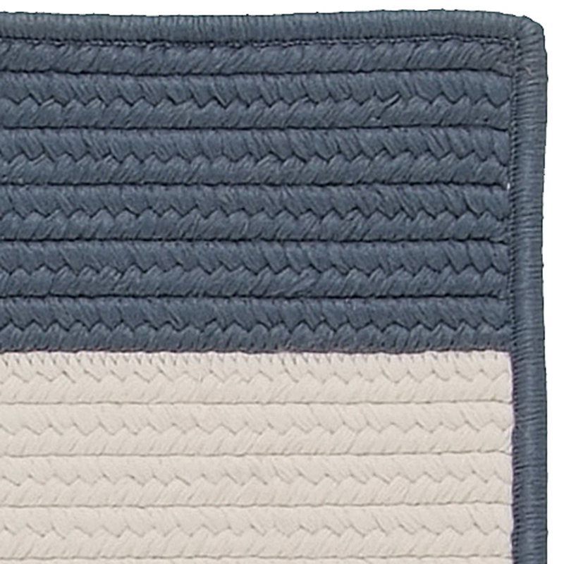 Tapis à rayures bleues d’intérieur/extérieur bleu lake Agnon, Carré 5 pi