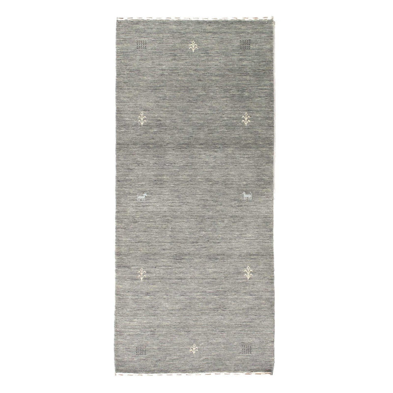 Wool Geometric Area Rug in Gray