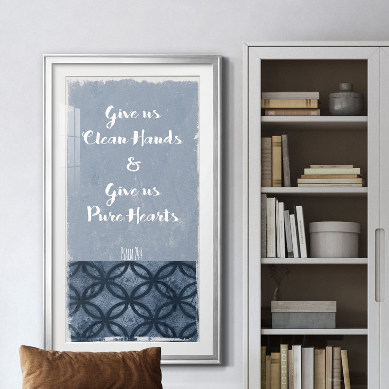 Offrez-nous des mains propres - art textuel avec cadre photo, H 14,5 po x l 26,5 po x P 1,5 po, Argent
