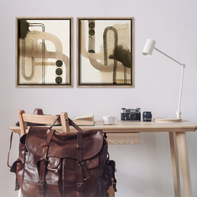  Ensemble de 2 toiles flottantes encadrées Mid-Century par Grace Popp