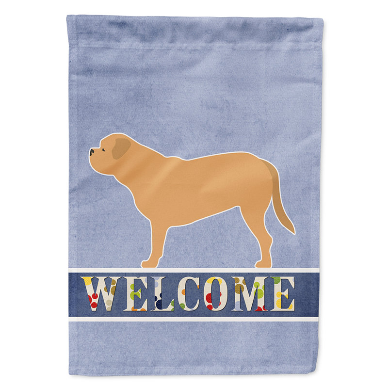 Polyester 2 côtés 40 x 28 po welcome drapeau maison, Dogue de Bordeaux blond debout