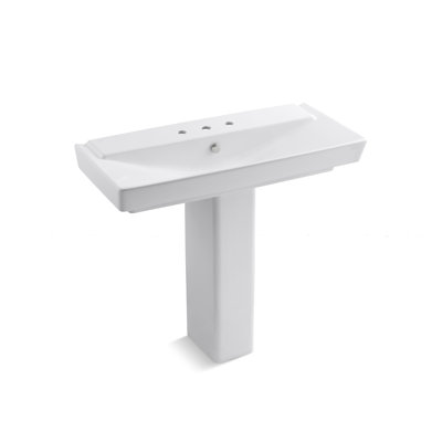 Reve Ceramic Pedestal Bathroom Sink with Overflow