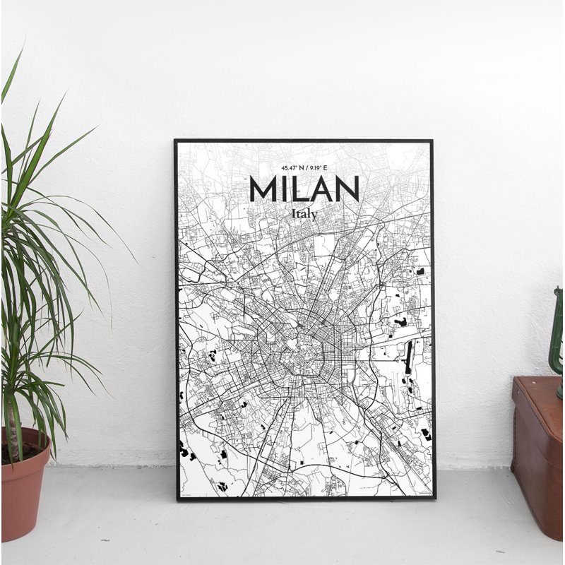 Milan City Map - No Frame Print, 43.2 cm H x 27.9 cm x 0.13 cm D
