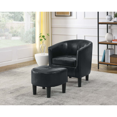 Aldayshein Upholstered Barrel Chair with Ottoman