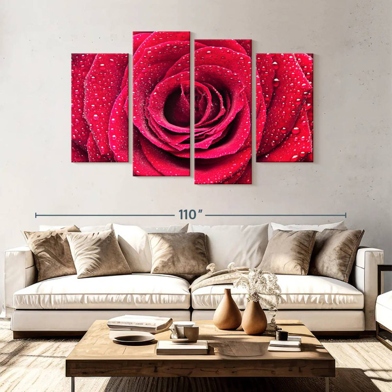 Harnek Dewy Red Rose Petals, 54"H x 84"W