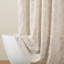 x72 Inch Cotton Blend Shower Curtains, Beige Botanical Jacquard for Home