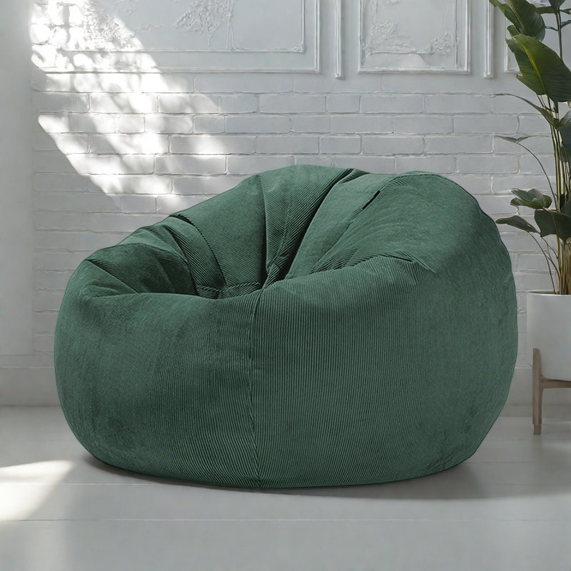 Canapé Vintage, Velours côtelé vert, H 39,37 po x l 39,37 po x P 39,37 po
