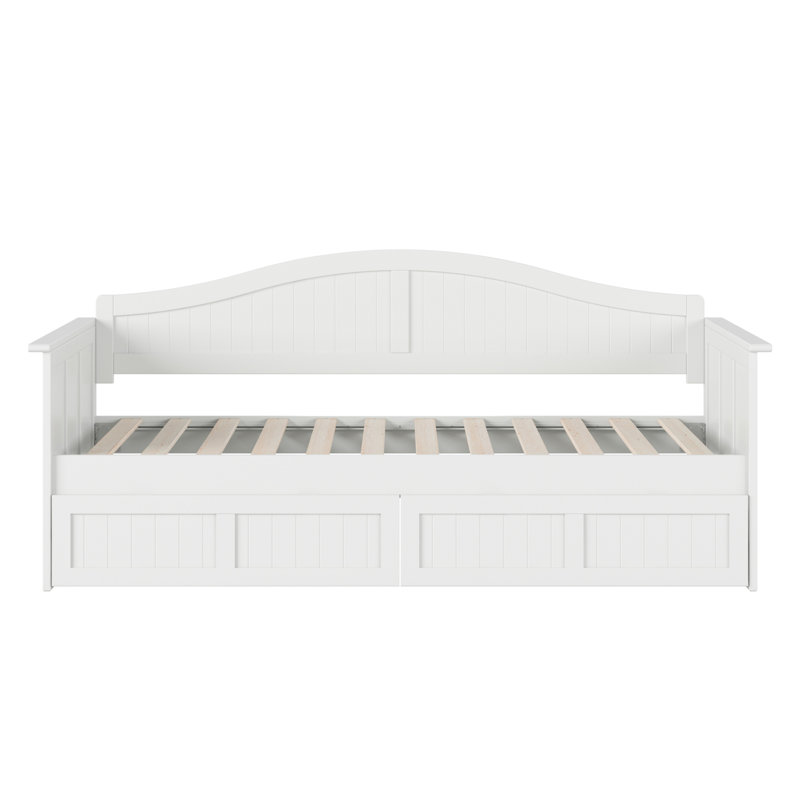 Lit de jour simple en bois massif avec tiroirs de rangement Nantucket Cottage, Blanc