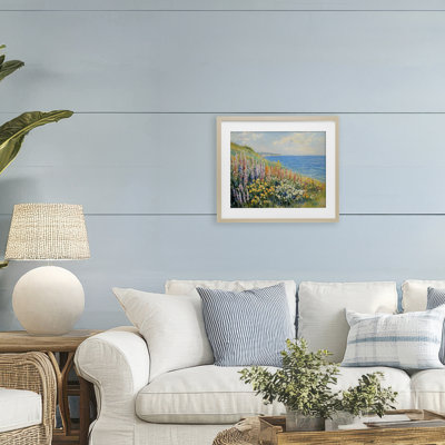Coastal Hyacinth Garden Framed Print Under Glass, design by Petal Prints Design