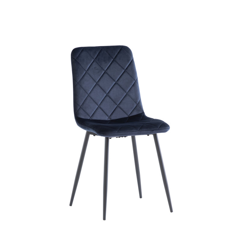 45cm H Velvet Upholstered Side Chair in Grey, Deep Blue