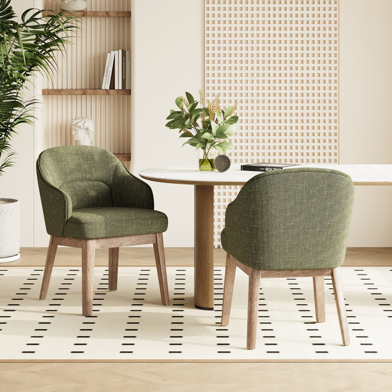 Chaise rembourrée moderne avec pieds en bois, Vert