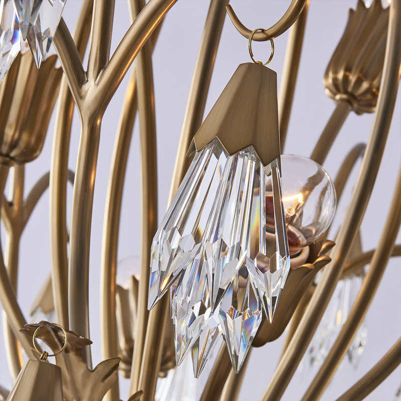 Tulipani 6 LT Winter Brass/Clear Chandelier Allegri