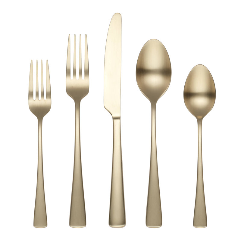 Elmire 20-Piece Flatware Set, Champagne Satin