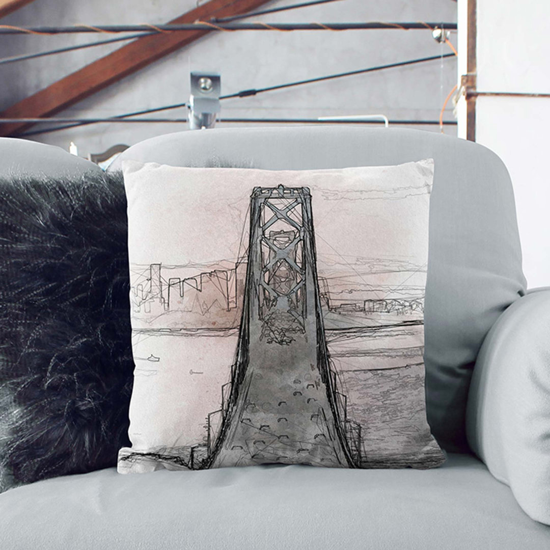 Bridge in San Francisco in Abstract Cushion with Filling