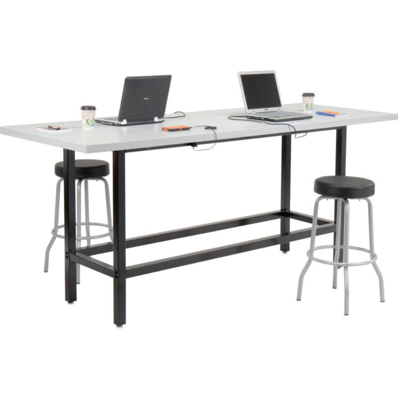 Metal Base Writing Desk with Power Outlet, 42" H  x 96" W x 36" D