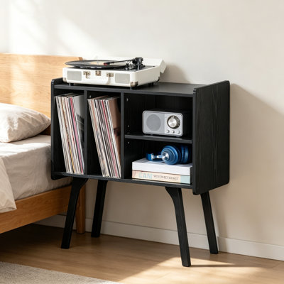 Table de rangement tourne-disque en vinyle avec 4 armoires pour 120 albums