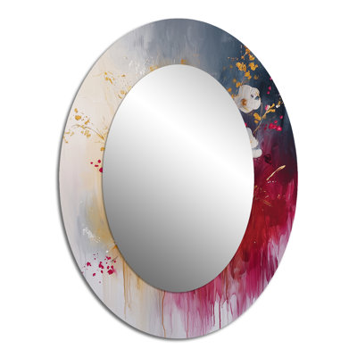 Wildflower On Silent Burst Of Ink II - White Traditional Oval Wall Mirror