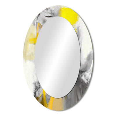 Mustard Yellow And Vivid Gray I - Modern Oval Wall Mirror