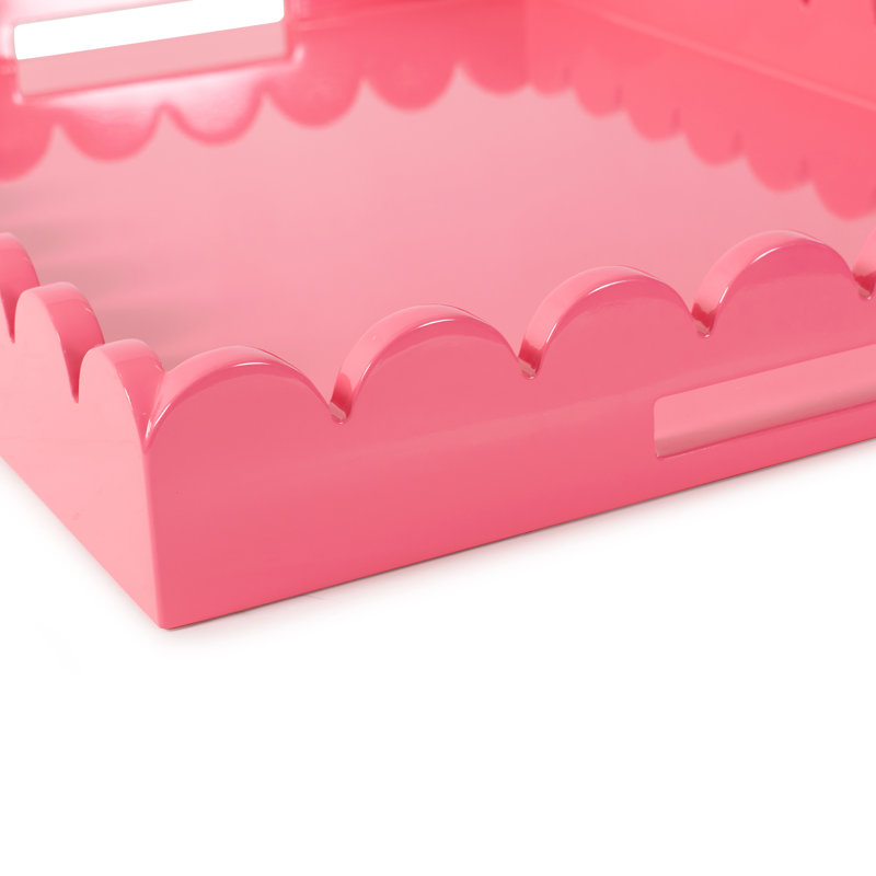 Plateau rectangulaire en bois festonné Hindley, Rose