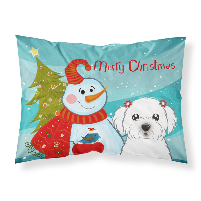  Taie d'oreiller bonhomme de neige avec Jack Russell Terrier, Maltais