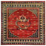 Red Alchemy Traditional Wool & Silk Blend Rug - 7'11"" x 7'10""